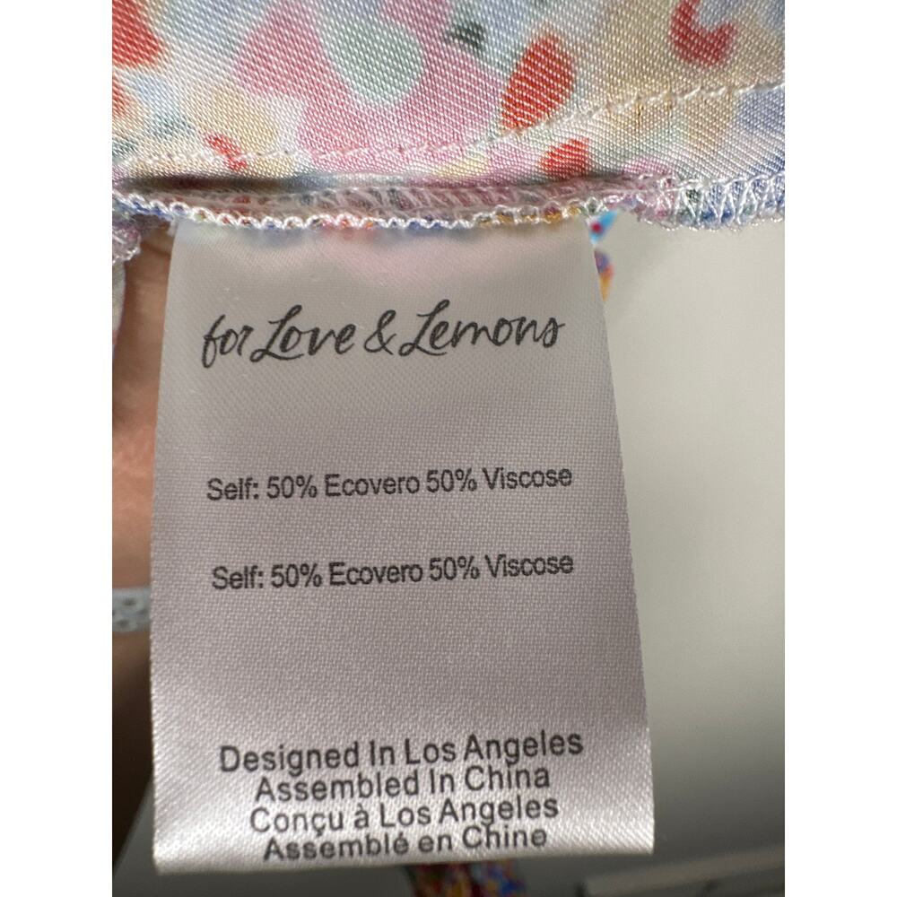 For Love & Lemons Sasha Floral Cropped Top In Blue Multi Size L Tie Front Flirty - Picture 9 of 10